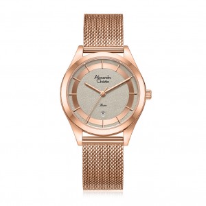 Alexandre Christie AC 2B43 Rosegold Dark Grey Mesh Strap Passion LDBRGDG